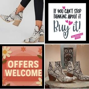 ZBY Chic Snakeskin Ankle Booties. Excellent Condition Size 7